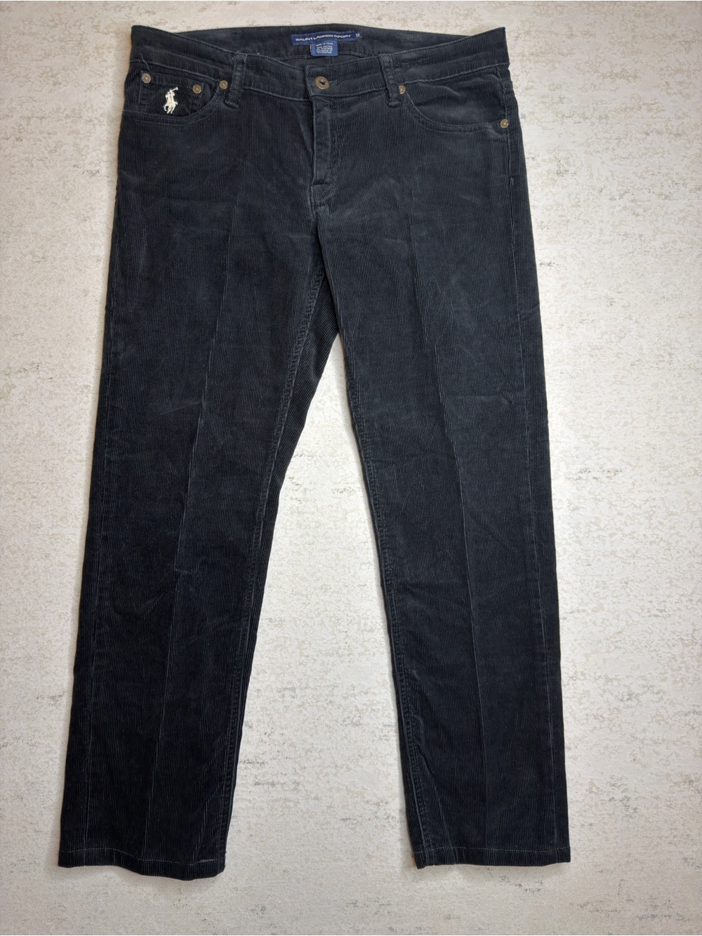Ralph Lauren Sport Black Corduroy Straight Leg Pants Size 12